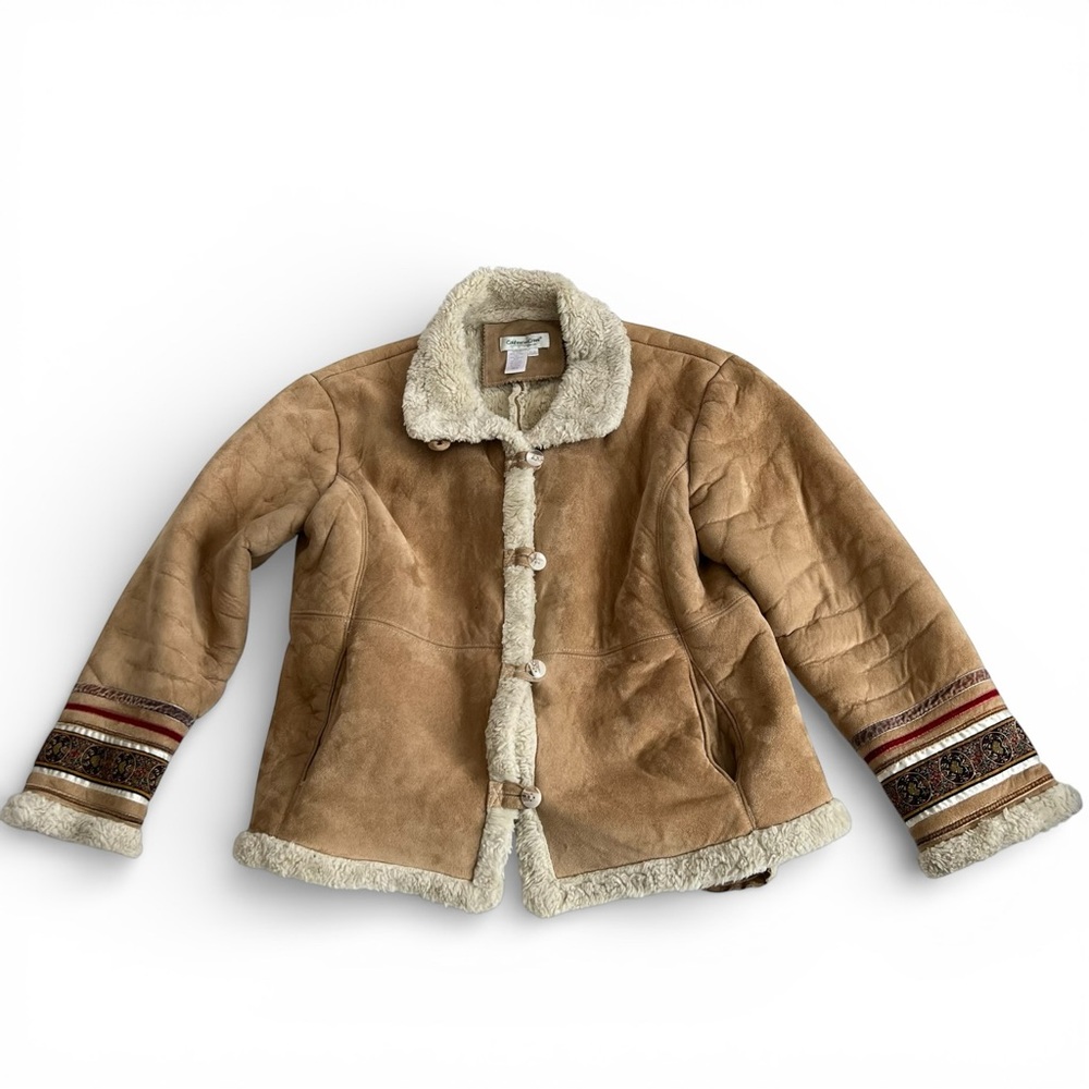 COLDWATER CREEK Faux Suede/Faux Shearling Coat Women’s PLG